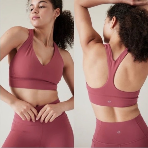 Athleta Other - Athleta Mauve Racerback Sports Bra XS Wireless Stretch Pullover berry